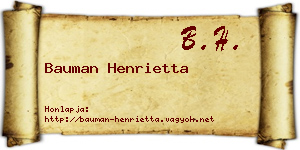 Bauman Henrietta névjegykártya